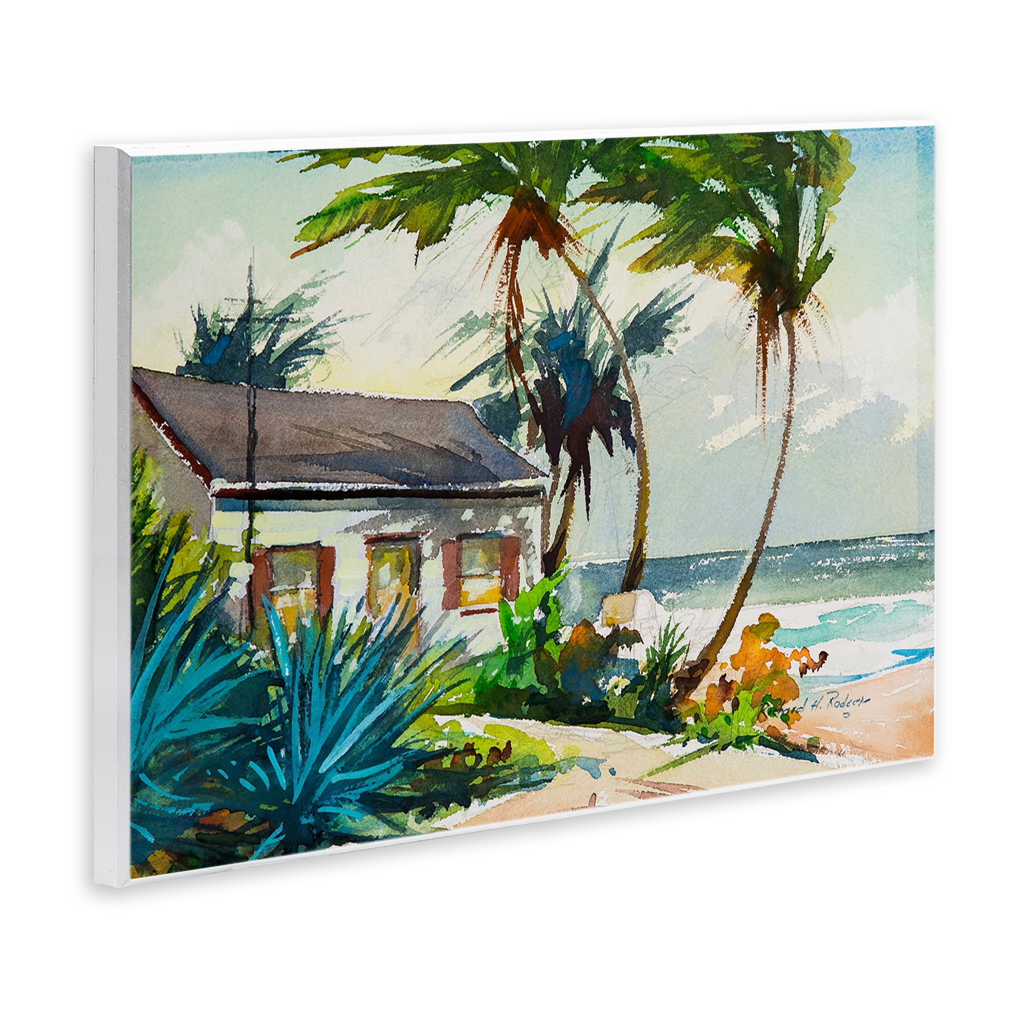 Stupell Industries Windswept Palms Cottage Landscape & Nature Painting Unframed Art Print Wall Art, 19 x 13