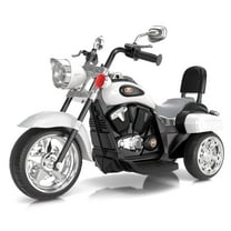 XJD Kids Electric Motorcycle, 6V Battery Powered Ride on Chopper Motorcycle with Horn, Headlights, 3 Wheels Electric Motorcycle for Children, White