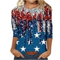 thumbnail image 2 of Baikeli Free avec Codes Promo Hauts pour Femmes Jour de l'Indépendance Été Manches 3/4 Col Rond Tee Drapeau Usa Imprimé Blouse Pull Patriotique Manches 3/4 pour Femmes, 2 of 4