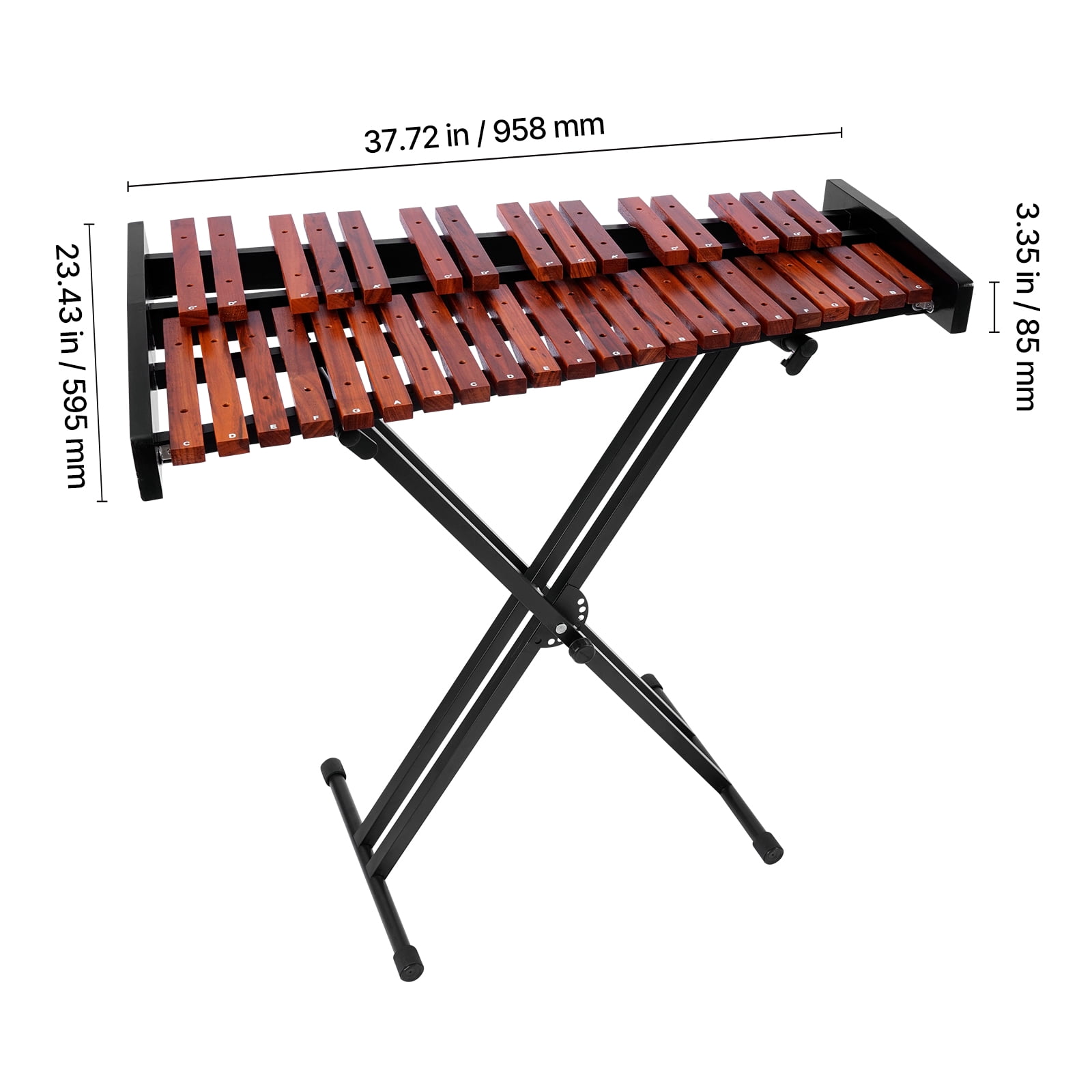 VEVOR Glockenspiel Xylophone,37 Notes, Wooden Professional Xylophone Percussion Instrument, with Height Adjustable Stand, 4 Mallets, Carrying Bag, Beginner Musical Instrument Kit for Adults and Kids