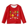thumbnail image 4 of Glisme Girls Tops Size 3-4 Years Long Sleeve Graphic Tee Casual Printed T-Shirts Leisure Red Tee, 4 of 4