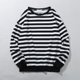 thumbnail image 2 of Weebloom Mens Sweatshirts Casual Pinstripe Long Sleeve Rib Sleeve Tops Crew Neck Blouse Sweatshirt for Men Black L, 2 of 7