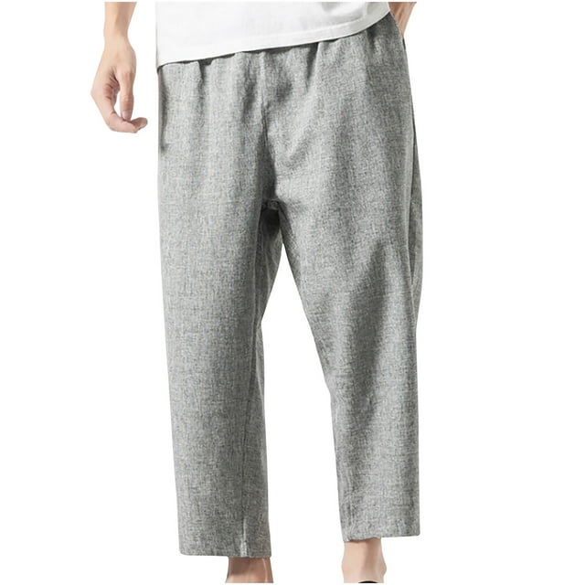 Pantalons pour Hommes, Mode Homme Été Solide Décontracté Taille Élastique avec Poches