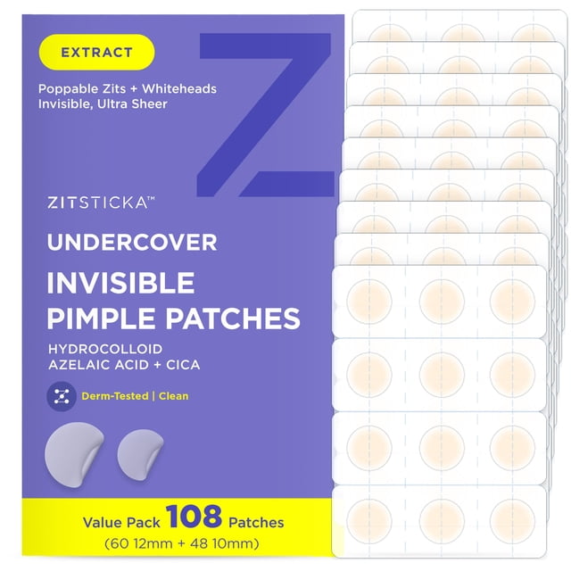 Pimple Patches ZitSticka UNDERCOVER con ácido azelaico, 108 unidades