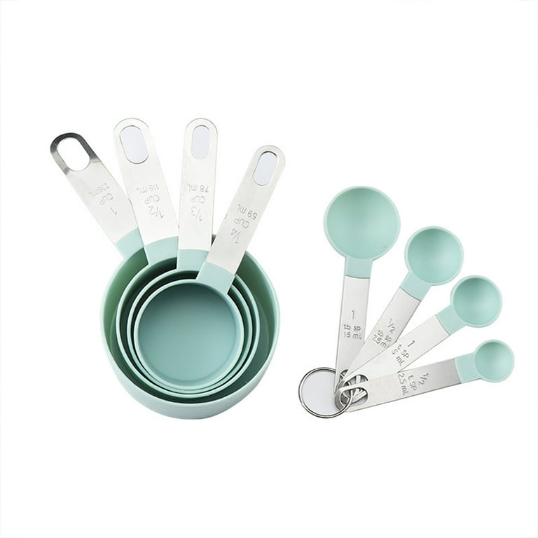 4pcs Stainless Steel Handle Measuring Spoon And Plastic Measuring Cup With  Scale