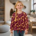 thumbnail image 4 of DISNIMO Deer Tree Print Girls Long Sleeve Shirts with Tie Hem Fall Casual Tops Round Neck Blouse Tops Loose Fits Pullover Tops for Kids Teens Youth, 4 of 8