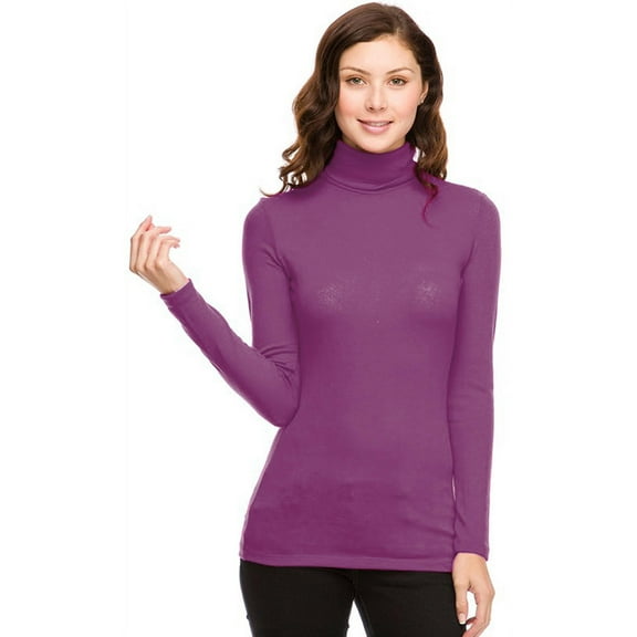 Vivian's Fashions Top - Turtle Neck Top (Purple, 2X)