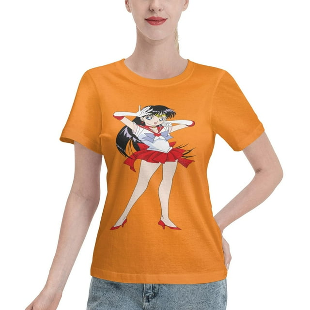 T-Shirt Basique à Manches Courtes pour Femmes Sailor Moon Rei Hono