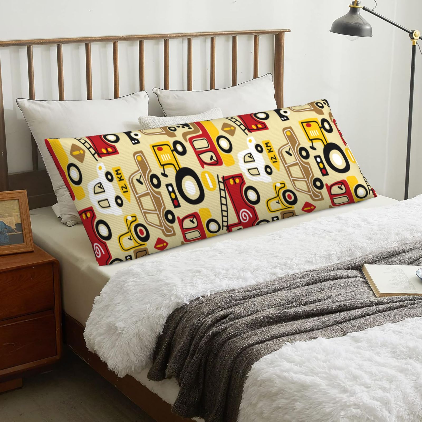 Naloa Vehicles Super Soft 20x60 Body Pillow Case,Long Side Hidden Zipper（PILLOWS ARE NOT INCLUDED）