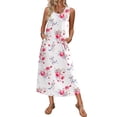 thumbnail image 2 of Ekouaer Nightgowns for Women Sleeveless Sleepshirt Long Print House Dress Tank Nightshirt Maxi Casual Dress with Pockets, 2 of 6