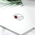thumbnail image 4 of Gem Stone King 10K White Gold Red Garnet White Created Sapphire and White Diamond Accent 3-Stone Engagement Ring for Women (1.14 Cttw, Round 6MM, Gemstone January Birthstone, Size 8.5), 4 of 5