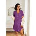 thumbnail image 4 of Ekouaer Womens 2 Pack Button-Down Nightgowns Soft Short Sleeve Sleepshirts Boyfriend Pajama Dress, 4 of 5