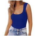 thumbnail image 1 of Top informal sin mangas con cuello en V para mujer: tejido elástico suave, blusa de verano elegante y con estilo, 1 of 5