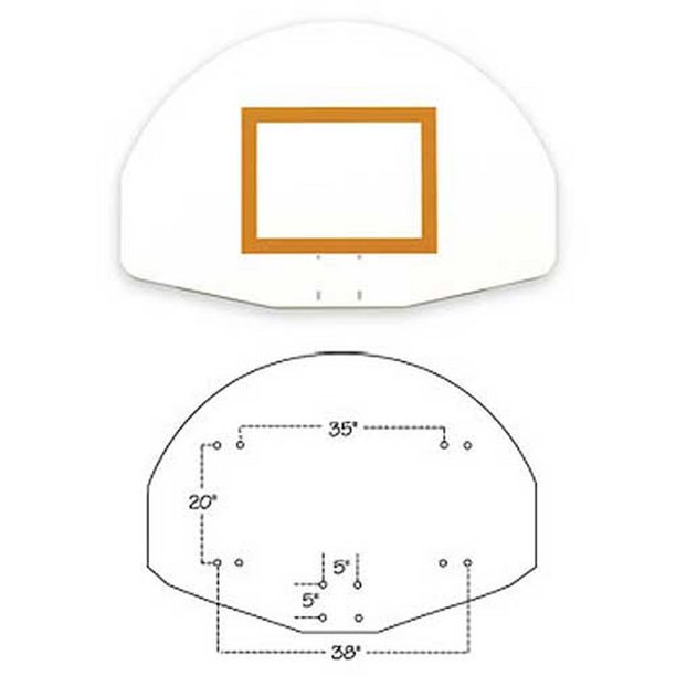 FT270 First Team 54'' x 36'' Fan Shaped Aluminum Basketball Backboard
