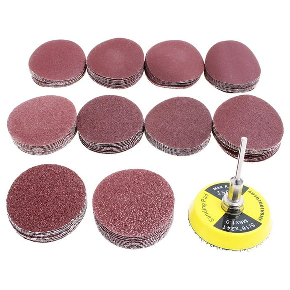 AUTOTOOLHOME Kit de Disques de Ponçage 100 Pack 2 Pouces avec Tampons de Polissage Plaque 40 60 80 100 120 150 180 240 320 400 Grains Papiers pour Perceuse Outil Rotatif
