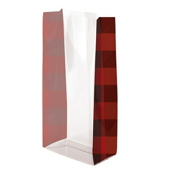 Buffalo Plaid Cello Treat Bags - 9 1/2in. x 2 1/2in. x 4in. - 20 Pack
