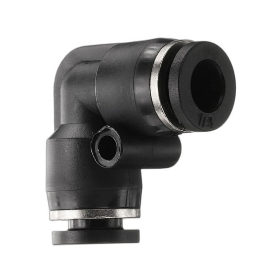 Uxcell Push to Connect Fitting 1/4" Tube OD 90 Degree Quick Connector Push to Connect Adapter Zinc Alloy Air Line Hose Fittings for Industry Air System PV1/4, Black