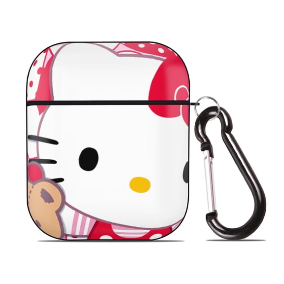 Hello Kitty AirPods 2nd Generation Protective Case (Hard Shell Black) AirPods Protective Case PC Protective Case Buckle, Compatible with Apple AirPods 2nd Generation Charging Box