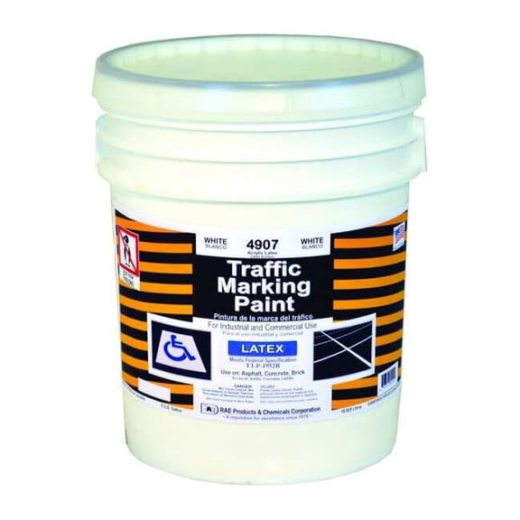 Rae Traffic Zone Marking Paint, 5 gal., White, Latex Acrylic -Based 4907-05