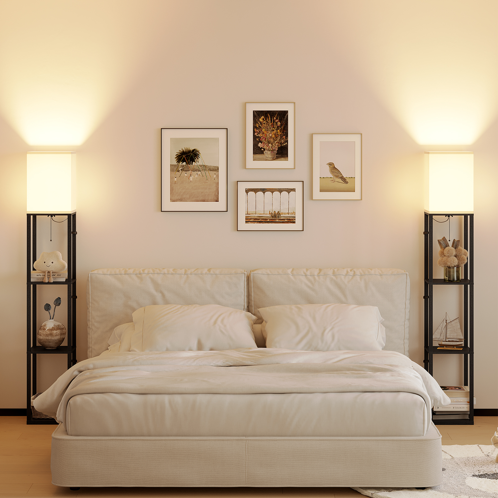 Sunmory 63" Floor Lamp with Shelves, Black photo 4
