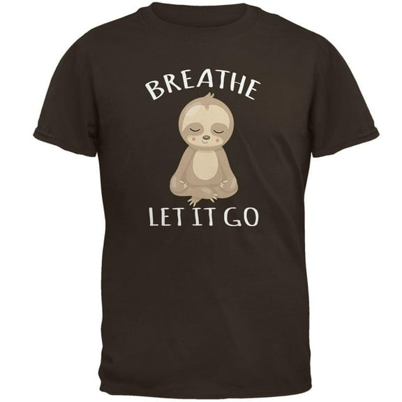 Meditating Sloth Breathe Let It Go Mens T Shirt Brown LG