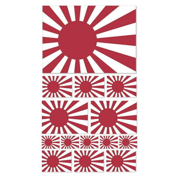 14Pcs Pack Lot Japan Japanese Rising Sun Flag Assorted Sticker Decals