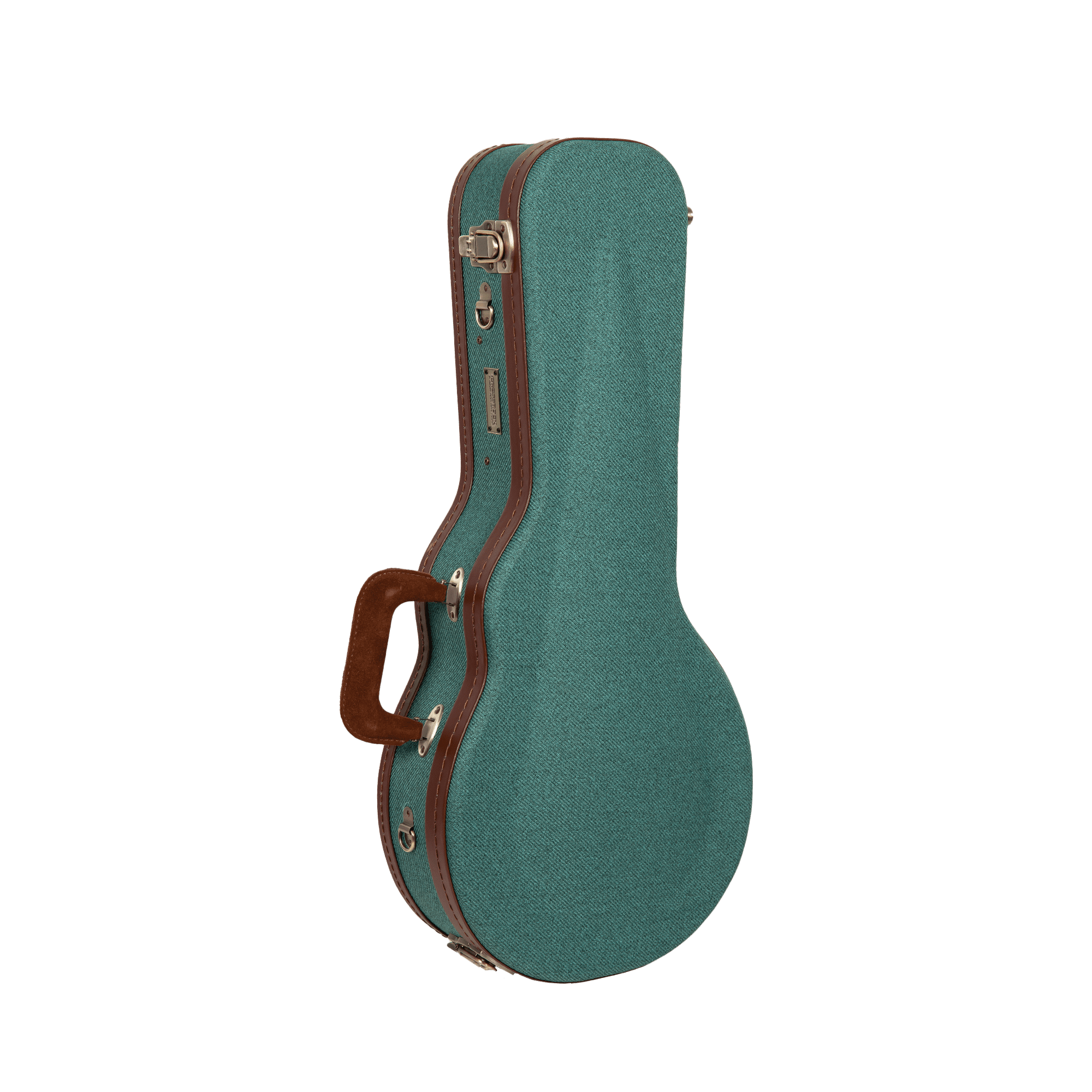 Crossrock Master Series- Wooden F-style Mandolin Case- Security Lock, Genuine Leather Handle, Reinforced Hardware, Metal Feet, Storage Space- Malachite Blue