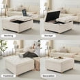 thumbnail image 2 of IHEX Ottoman Coffee Table, Large Square Storage with Soft Sherpa Fabric, Wood Coffee Table with Lift Top, for Bedroom, Living Room, Dining Room, White, 2 of 7