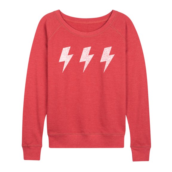 Instant Message - Row Of 3 Lightning Bolts - Women's Lightweight French Terry Pullover