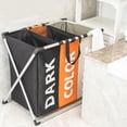 thumbnail image 4 of Cesta de ropa sucia plegable de 3 secciones, elegante, para baño, dormitorio y hogar., 4 of 14