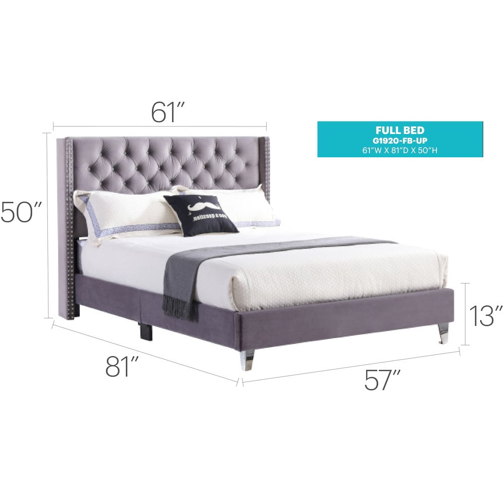 Glory Furniture Julie Full Bed in Gray Color