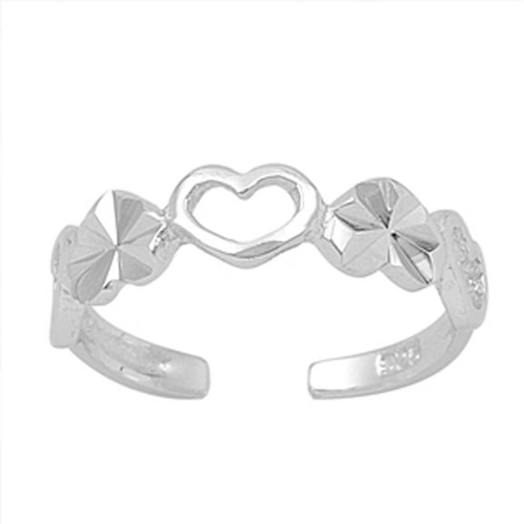 Sterling Silver Heart Ring Adjustable Flower Midi Band .925 New Jewelry Female Unisex