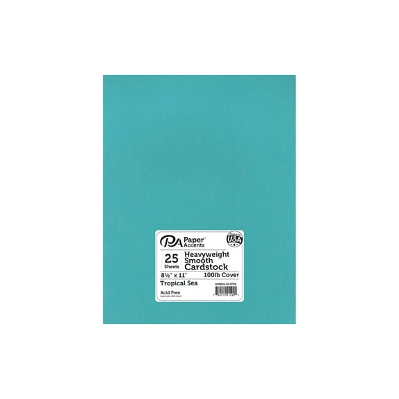 Paper Accents Cardstock 8.5"x 11" Heavyweight Smooth 100lb Tropical Sea 25pc