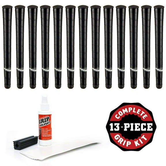 JumboMax Jumbo Jr Grip Black Wrap - 13 pc Golf Grip Kit (with tape, solvent, vise clamp)