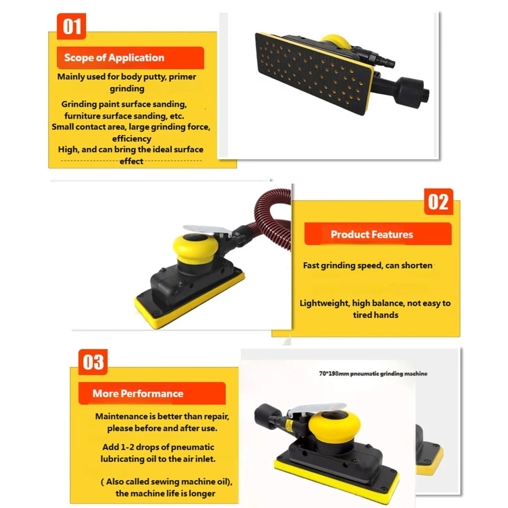 QueMer Precisions Air Powered Sander Pneumatic Random Orbital Sander Ideal For Furniture Making And Metal Polishing Tasks