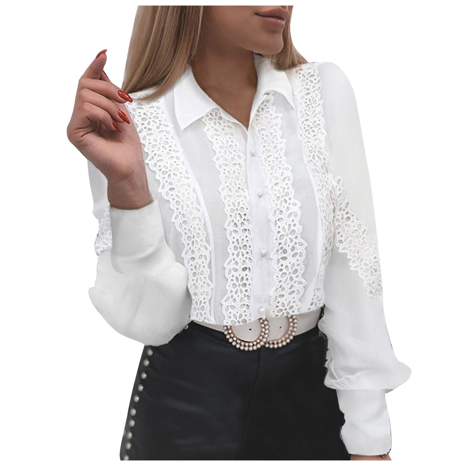 Women's Casual Sexy Splicing Lace Lapel 