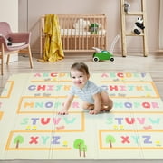 JoyStone Baby Play Mat, 78 X 70 Extra Large Reversible Foam Play Mat, Non-Toxic Foldable Animal Print Waterproof Crawl Mat for Toddlers and Babies