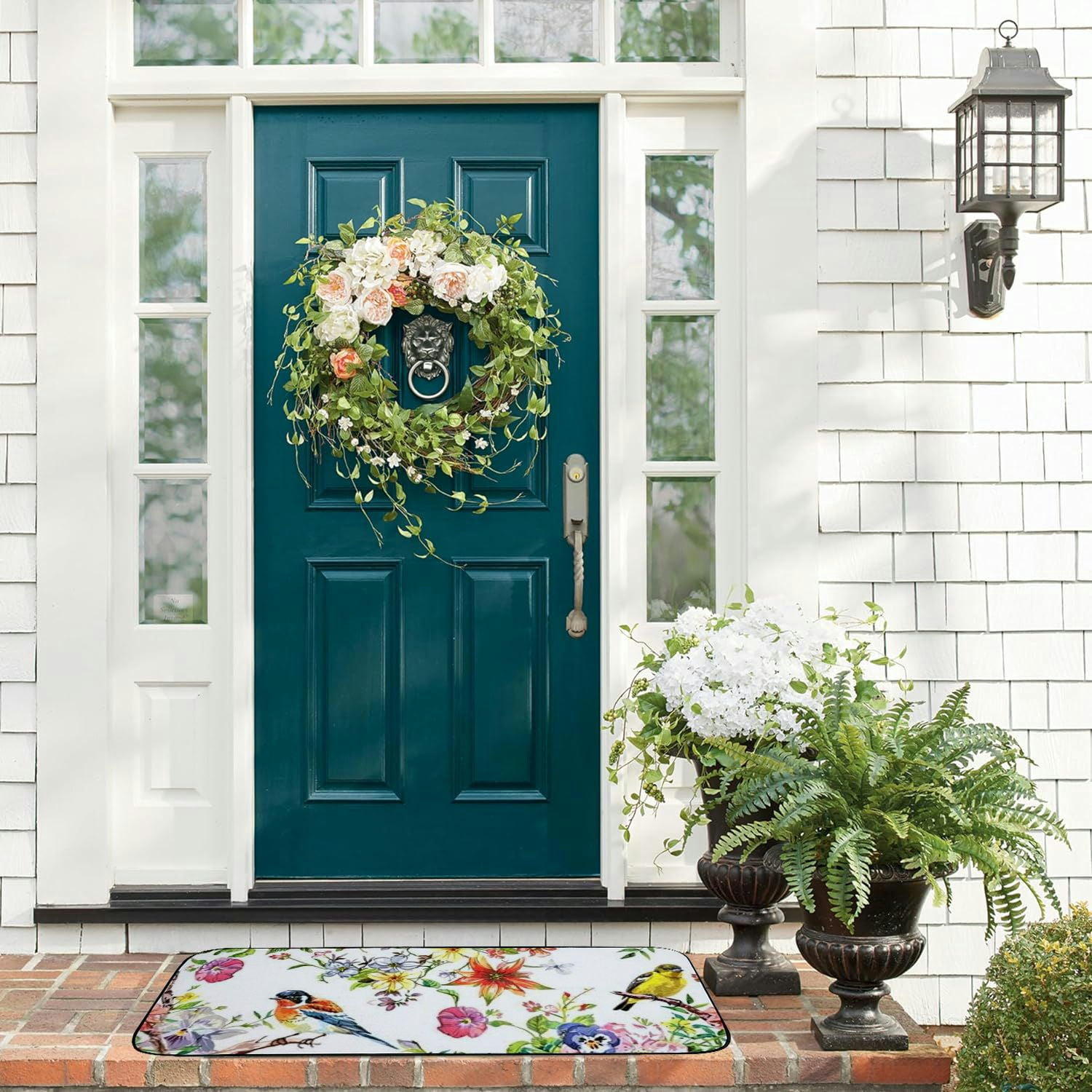 PHYHOO Doormat Beautiful Flowers and Birds Non-Slip Decorative Door Mat, Door Mat with Non-Slip Rubber Backing, Easy Cleaning, Traps Dirt, for Entry, Patio, Garage 19.68*47.24 in