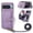 Purple, variant on for Google Pixel 9a Wallet Case, PU Leather Case with Back Card Holder Kickstand, Magnetic Button Flip Folio Shockproof Zipper Crossbody Strap Purse Phone Case for Google Pixel 9a, Purple