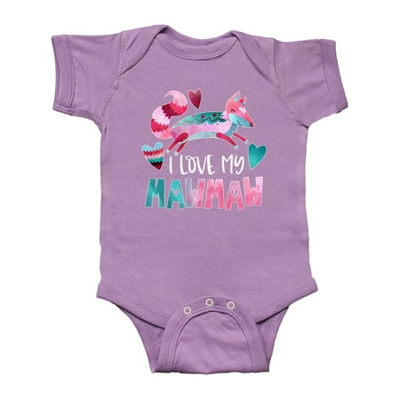 

Inktastic I Love My Mawmaw Pink and Blue Fox with Hearts Gift Baby Boy or Baby Girl Bodysuit