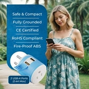 OREI Thailand Travel Plug Adapter with Dual USB - USA Input - Type O (U2U-18)