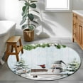 thumbnail image 5 of Christmas Snowman Round Rug 3ft Washable Circle Entryway Rugs Non Slip Xmas Pine Tree Cardinal Birds Snowy Area Rug Indoor Floor Carpet for Bedroom Kitchen Living Room Home Office Dining Room Nursery, 5 of 8