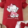 thumbnail image 6 of TOWED22 Newborn Baby Girl Summer Shorts Set Little Cutie/Berry Sweet Short Sleeve Romper Orange/Strawberry Shorts Outfit(Red,12-18 M), 6 of 6