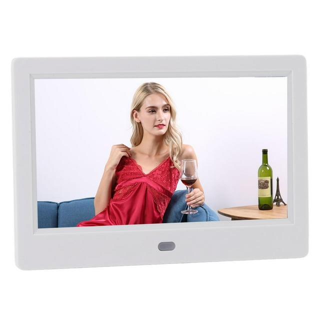 Digital Picture Frame 7 Inch HD Screen Photo with Remote Control for Wall Mountable Smart White