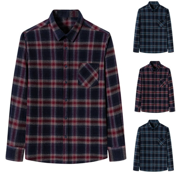 ZRGHAOYLQ Flannel Shirt Jacket Clearance Sale Button Down Plaid Shirts for Men Casual Lapel Collar Long Sleeve Shirt Tops Trendy Shirt Jacket with Pockets