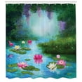 thumbnail image 3 of Ambesonne Nature Shower Curtain, Fantasy Pond Water Lily, 69"Wx84"L, Aqua Pink Green, 3 of 3