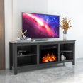 thumbnail image 2 of Fireplace TV Stand, Farmhouse TV Stand for 65" TVs with Electric Fireplace Heater, Fireplace Entertainment Center with 5th Gear Temperature, Virtual Flame, Wood TV Console Black, 2 of 12