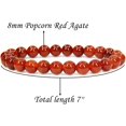 thumbnail image 3 of Angelstones Natural Red Blossom Agate 8mm Round Beads Stretch Bracelet 7" Unisex, 3 of 4