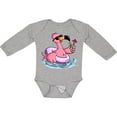 thumbnail image 3 of Inktastic Flamingo with Sunglasses Pool Float and Drink Boys or Girls Long Sleeve Baby Bodysuit, 3 of 5