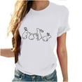 thumbnail image 4 of Tops de Cuello Alto para las Mujeres Amante Impreso Camiseta Cuello Redondo Manga Corta, Poliéster Spandex, 4 of 7